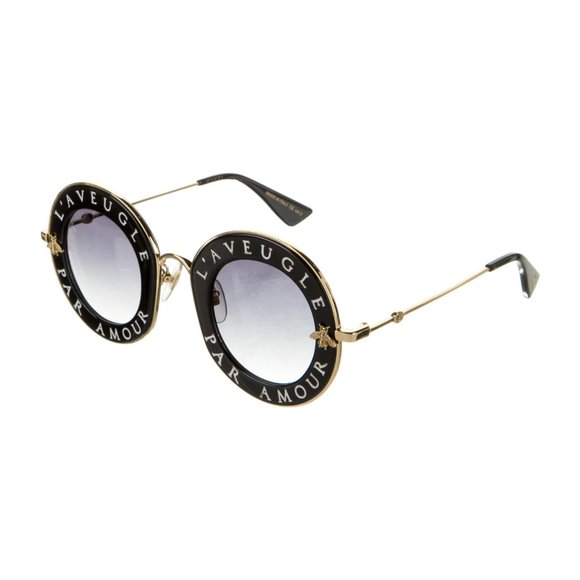 GUCCI L'Aveugle Par Amour Bee Accent Round Sunglasses - Picture 2 of 8